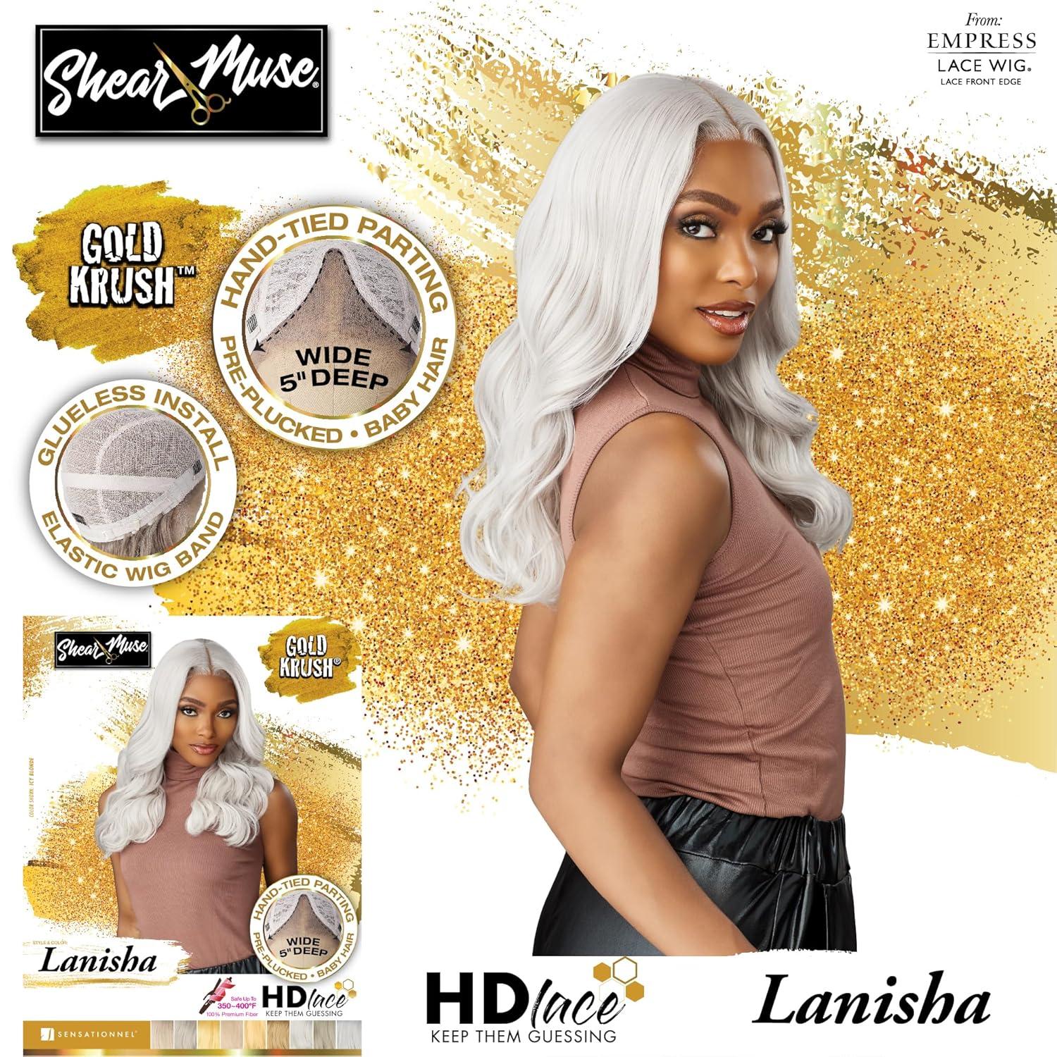 imageSensationnel Shear Muse Gold Krush Lacewig Lanisha Deep Laceparting Hand Tied Ready to Wear Synthetic Prestyled Units BEIGEASHBLONDECREAMYBLONDE