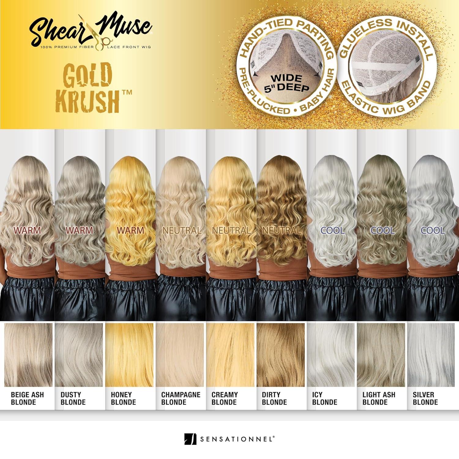 imageSensationnel Shear Muse Gold Krush Lacewig Lanisha Deep Laceparting Hand Tied Ready to Wear Synthetic Prestyled Units BEIGEASHBLONDELIGHTASHBLONDE