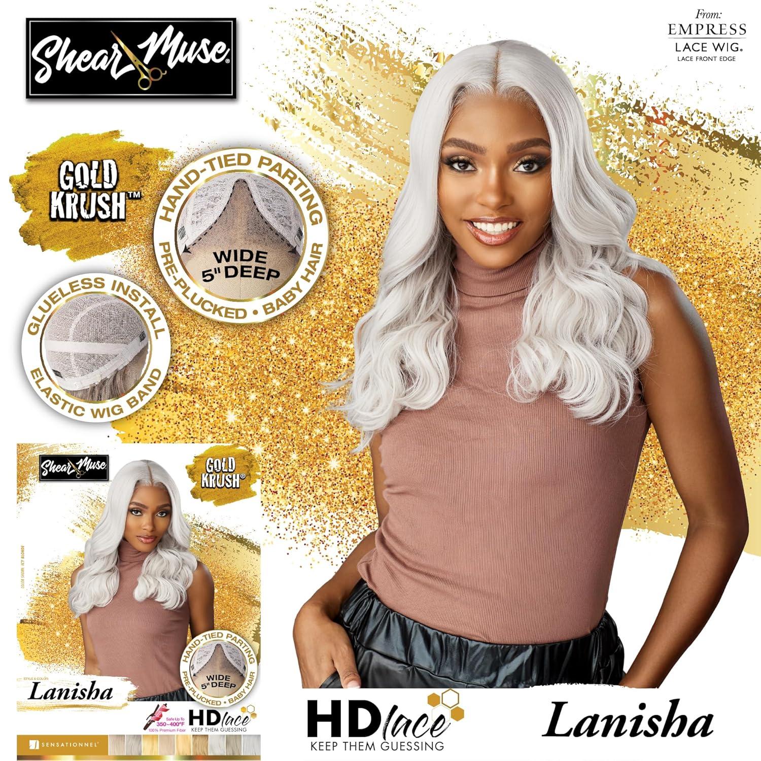 imageSensationnel Shear Muse Gold Krush Lacewig Lanisha Deep Laceparting Hand Tied Ready to Wear Synthetic Prestyled Units BEIGEASHBLONDELIGHTASHBLONDE