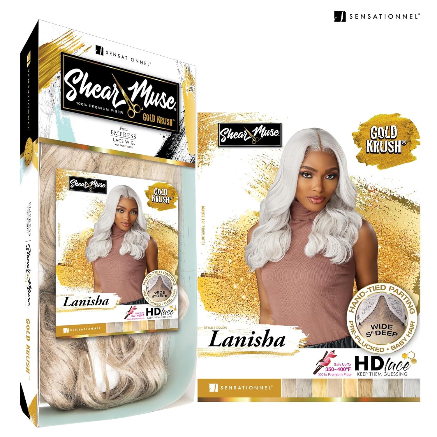 imageSensationnel Shear Muse Gold Krush Lacewig Lanisha Deep Laceparting Hand Tied Ready to Wear Synthetic Prestyled Units BEIGEASHBLONDELIGHTASHBLONDE