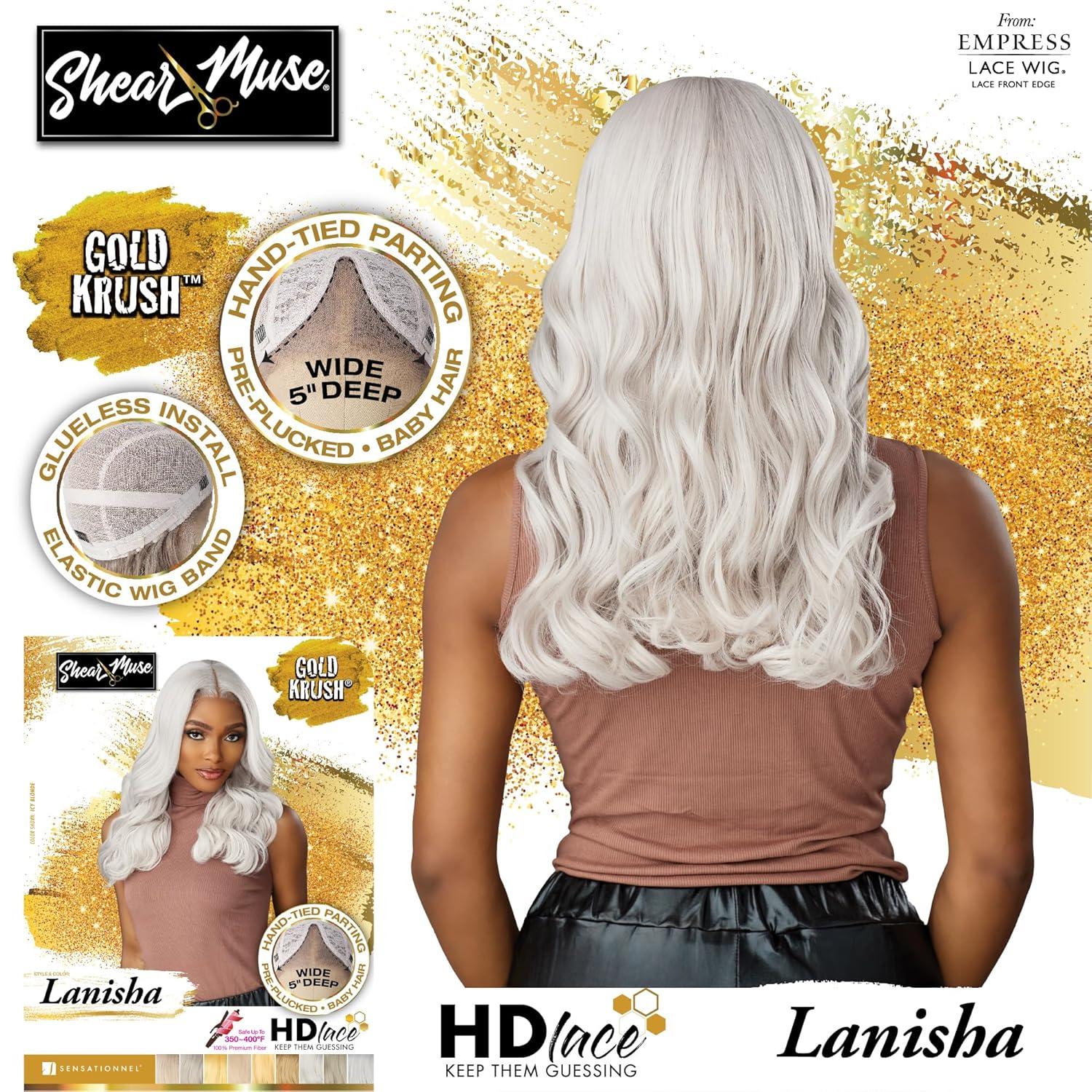 imageSensationnel Shear Muse Gold Krush Lacewig Lanisha Deep Laceparting Hand Tied Ready to Wear Synthetic Prestyled Units BEIGEASHBLONDELIGHTASHBLONDE