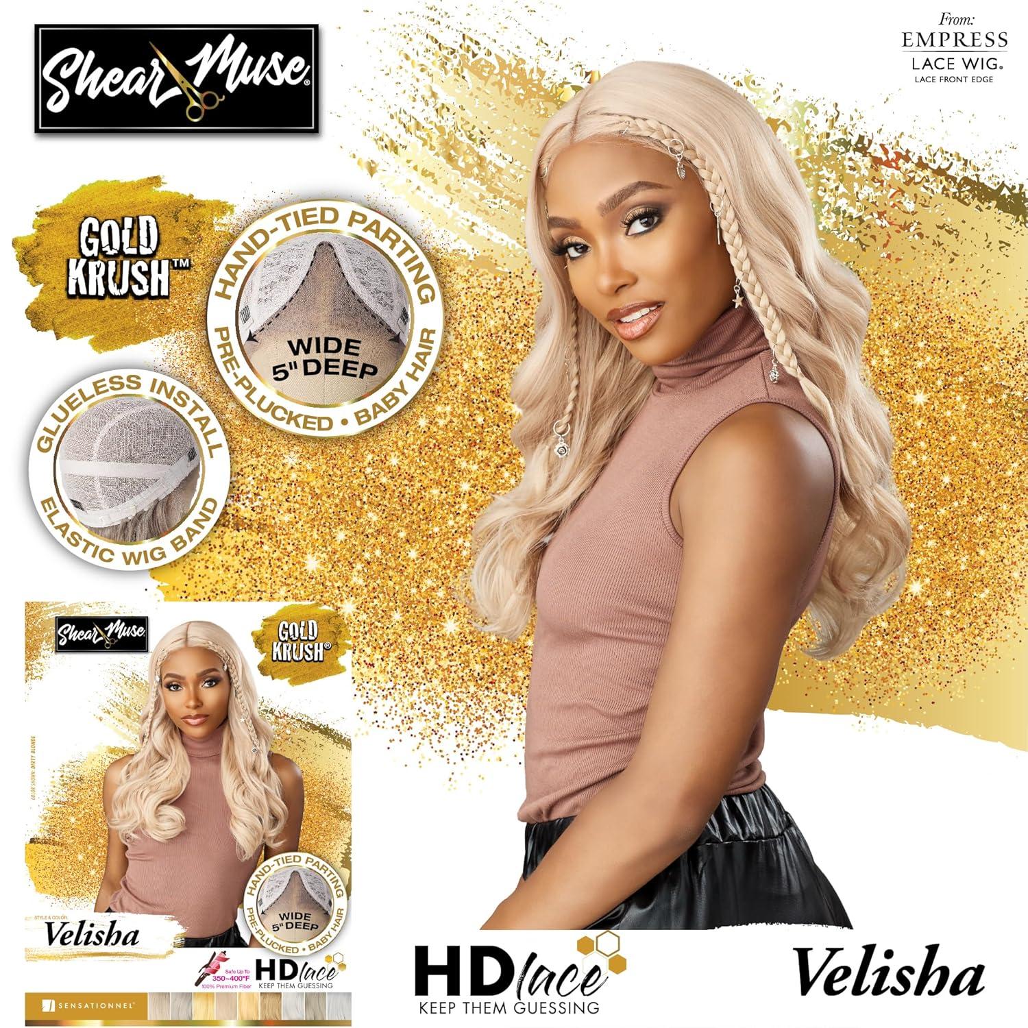 imageSensationnel Shear Muse Gold Krush Lacewig Velisha Deep Laceparting Hand Tied Ready to Wear Synthetic Prestyled Units BEIGEASHBLONDEDUSTYBLONDE