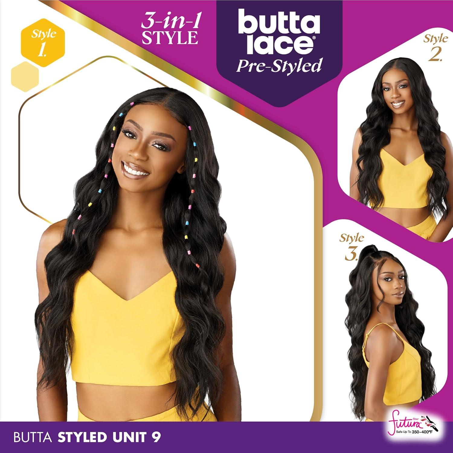 imageSensationnel Butta Lace Prestyled Wigs Unit 9 Glueless 13x4 Hand Tied Lace Frontal Synthetic Preplucked Hairline 1 JETBLACK2 DARKBROWN