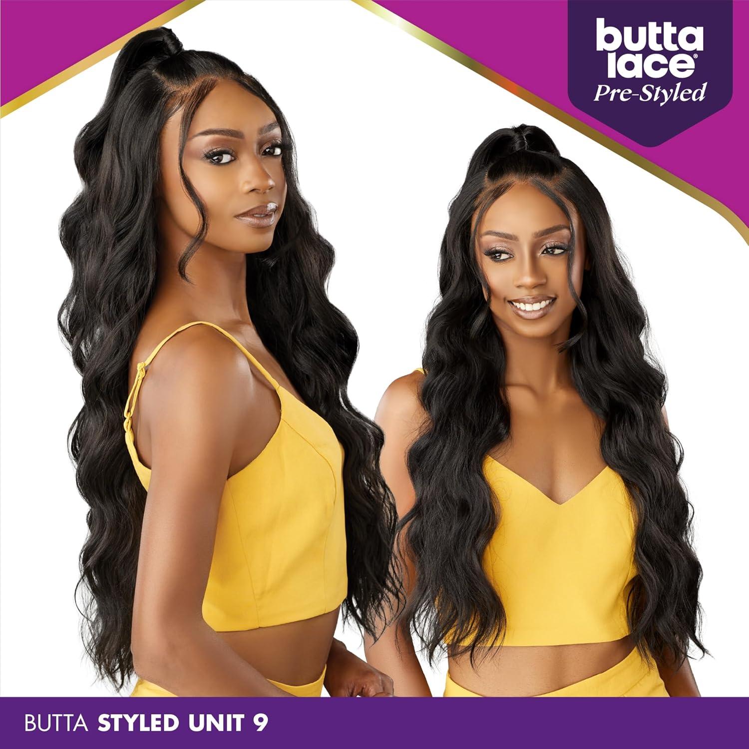 imageSensationnel Butta Lace Prestyled Wigs Unit 9 Glueless 13x4 Hand Tied Lace Frontal Synthetic Preplucked Hairline 1 JETBLACKBALAYAGECHOCOLATE