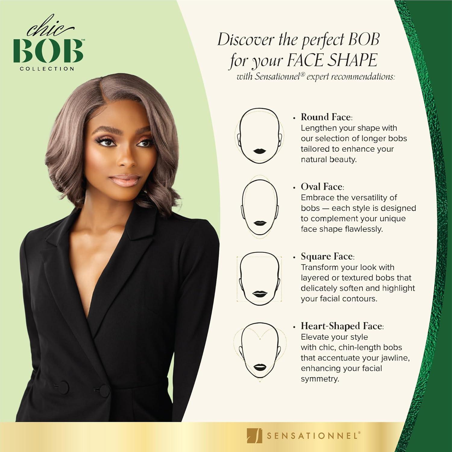 imageSensationnel Chicbob Lace Frontwig Bob Unit 10 Face Framing Glueless Wig Wide 5 Inch Deep Part Synthetic Preplucked Hairline 1 JETBLACK1 JETBLACK