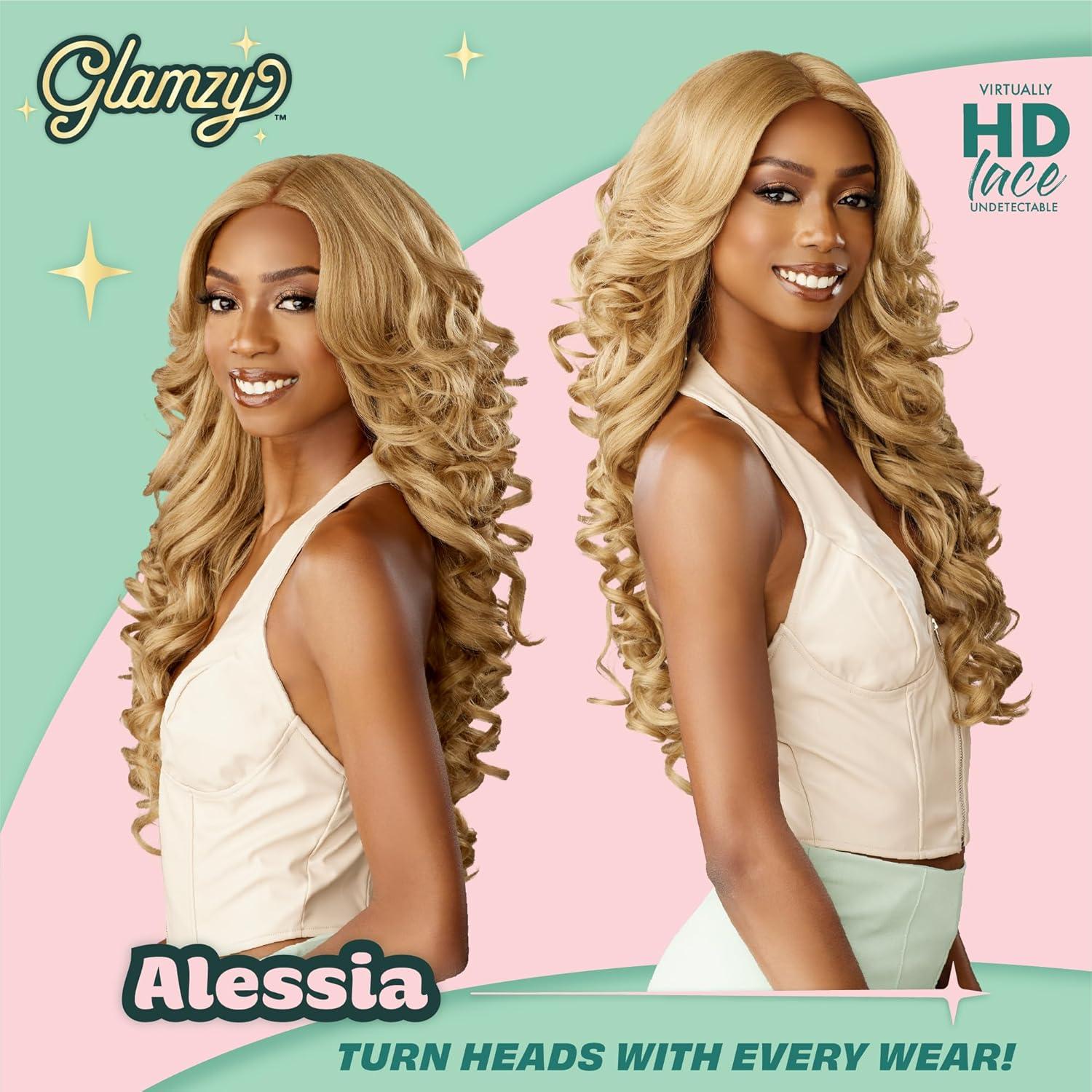 imageSensationnel Glamzy Lace Part Wig Alessia Glueless Hand Tied Wider V Parting Synthetic Hair 1 JETBLACK1 JETBLACK