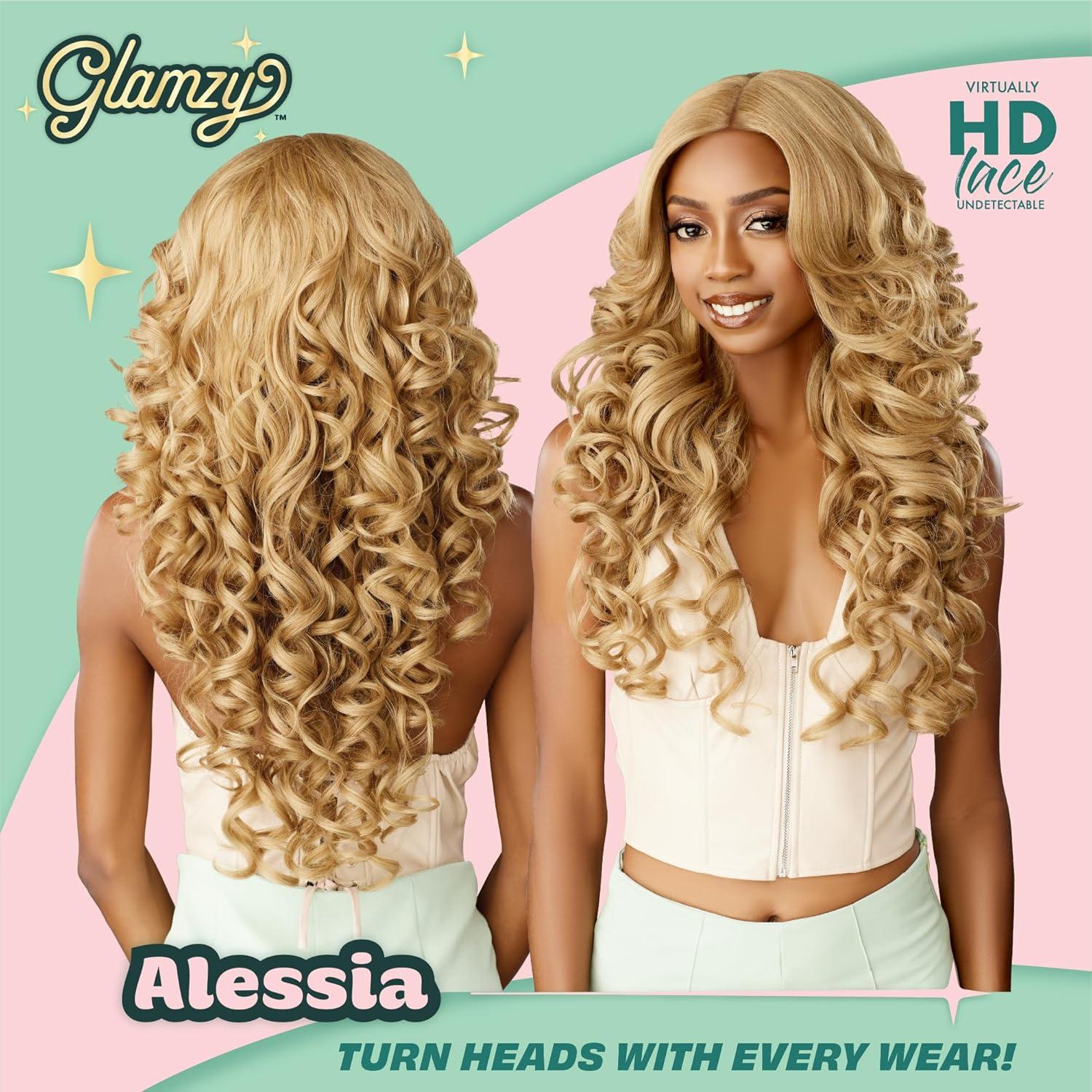 imageSensationnel Glamzy Lace Part Wig Alessia Glueless Hand Tied Wider V Parting Synthetic Hair 1 JETBLACK2 DARKBROWN