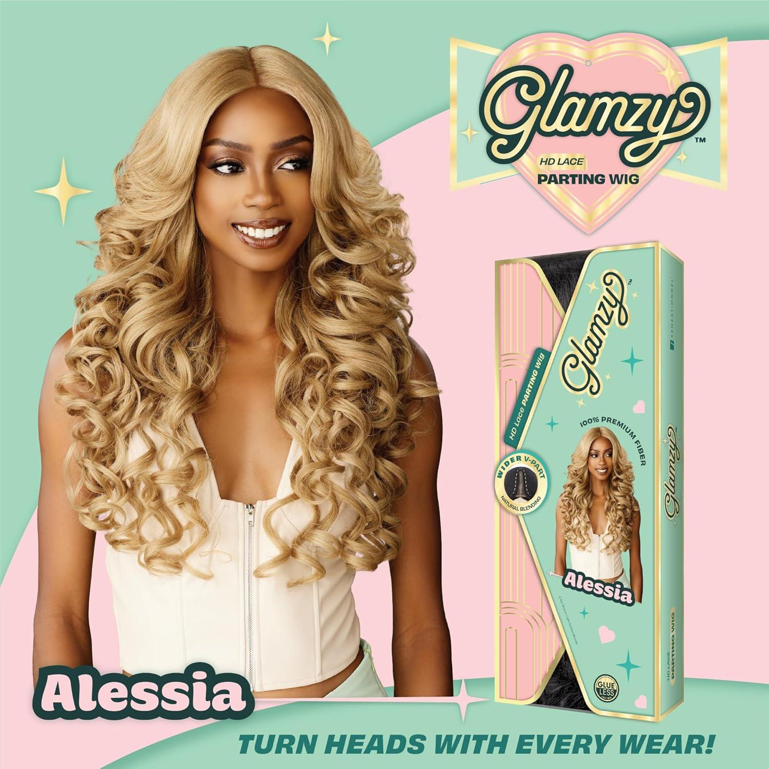 imageSensationnel Glamzy Lace Part Wig Alessia Glueless Hand Tied Wider V Parting Synthetic Hair 1 JETBLACKBALAYAGEMACCHIATO