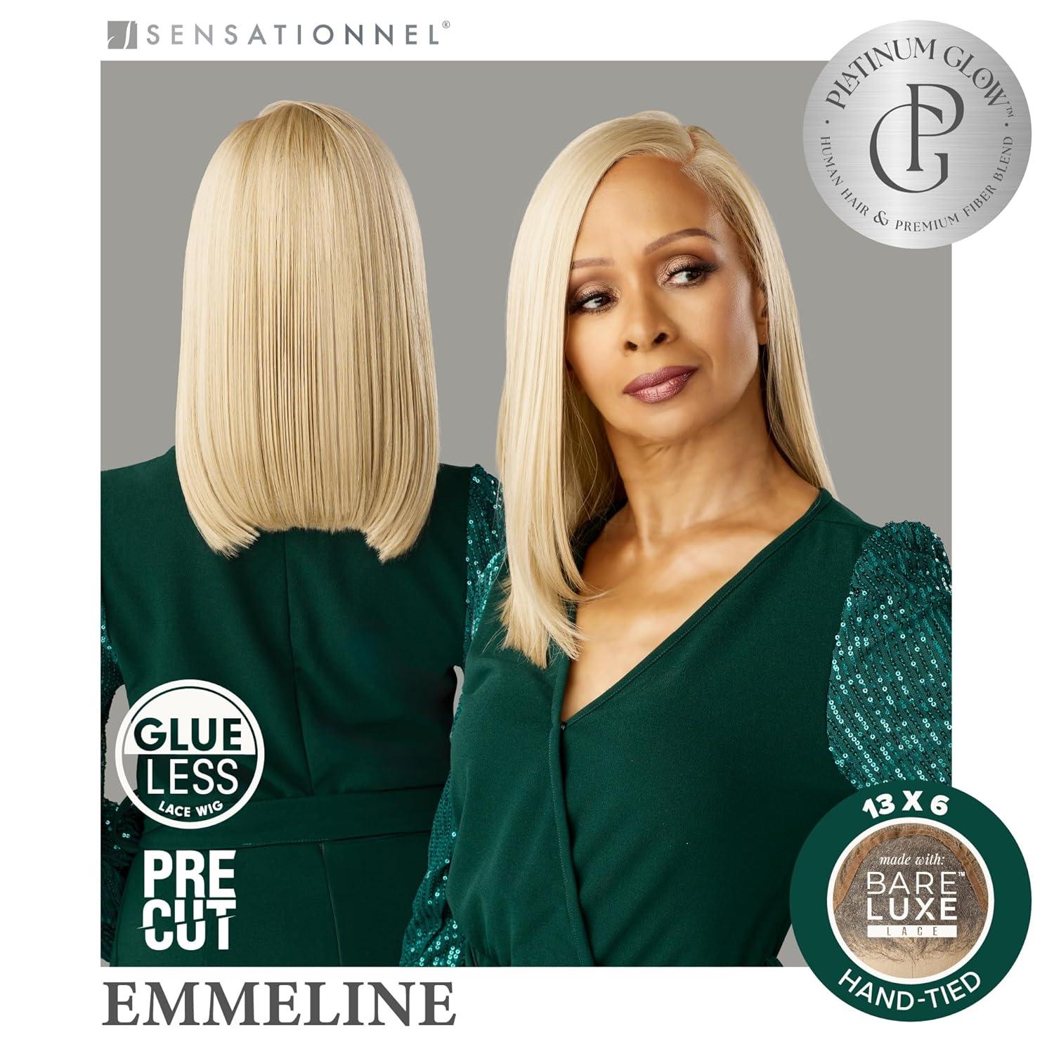 imageSensationnel Platinum Glow 13X6 Wig Emmeline Lacefrontal Glueless human hair blend Preplucked Hairline 1 JETBLACK2 DARKBROWN