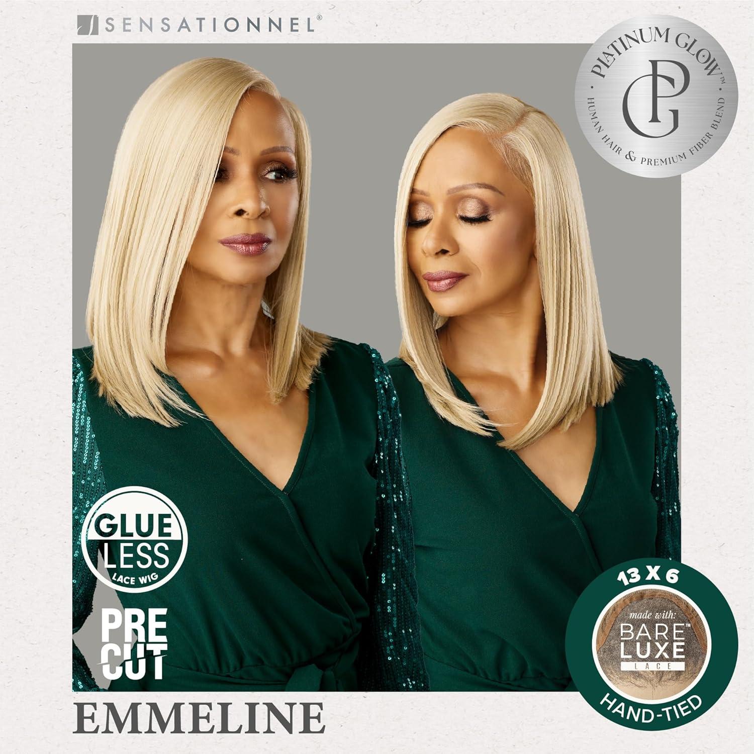imageSensationnel Platinum Glow 13X6 Wig Emmeline Lacefrontal Glueless human hair blend Preplucked Hairline 1 JETBLACKSILVERWHISPER