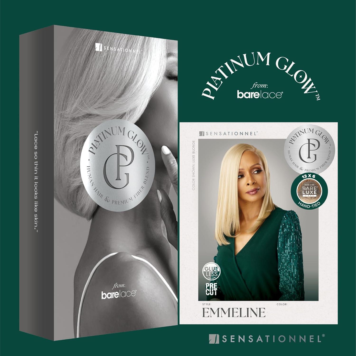imageSensationnel Platinum Glow 13X6 Wig Emmeline Lacefrontal Glueless human hair blend Preplucked Hairline 1 JETBLACKSILVERWHISPER