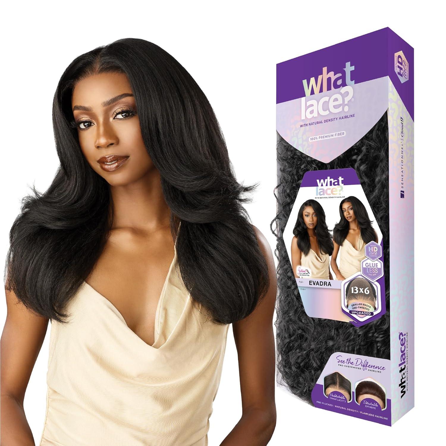 imageSensationnel What Lace 13X6 Wig Evadra Lacefrontal Hand Tied Glueless Synthetic with Natural Density Preplucked Hairline 1 JETBLACKFLAMBOYAGEAUBURN