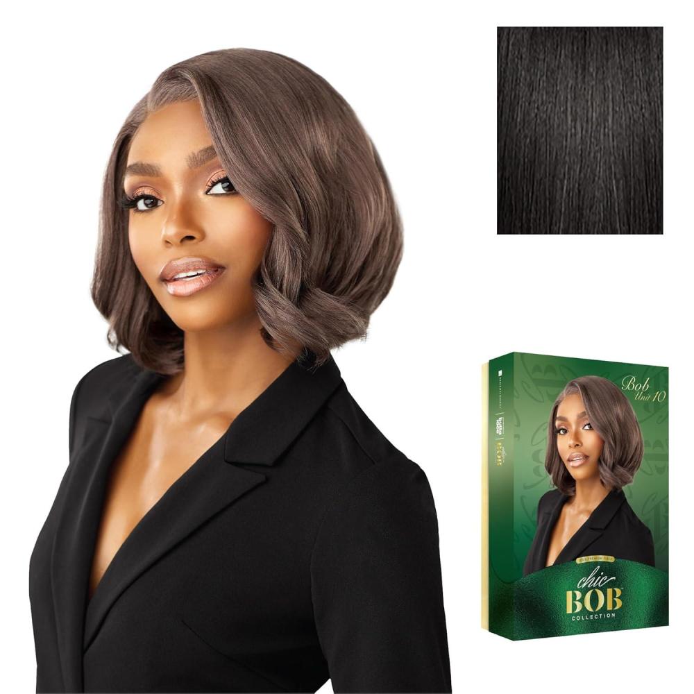 imageSensationnel Chicbob Lace Frontwig Bob Unit 10 Face Framing Glueless Wig Wide 5 Inch Deep Part Synthetic Preplucked Hairline 1 JETBLACK1B OFFBLACK
