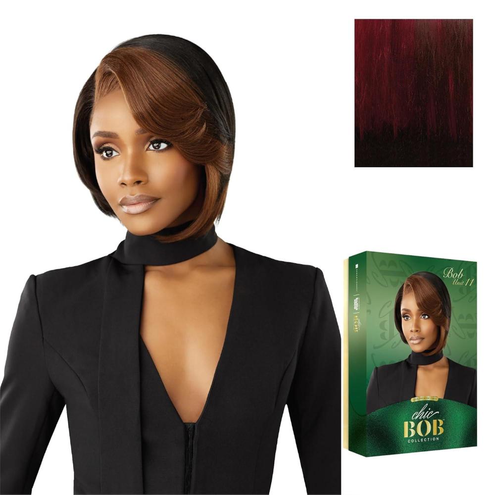 imageSensationnel Chicbob Lace Frontwig Bob Unit 11 Face Framing Glueless Wig Wide 5 Inch Deep Part Synthetic Preplucked Hairline 1 JETBLACKCOLORFLIPBERRY