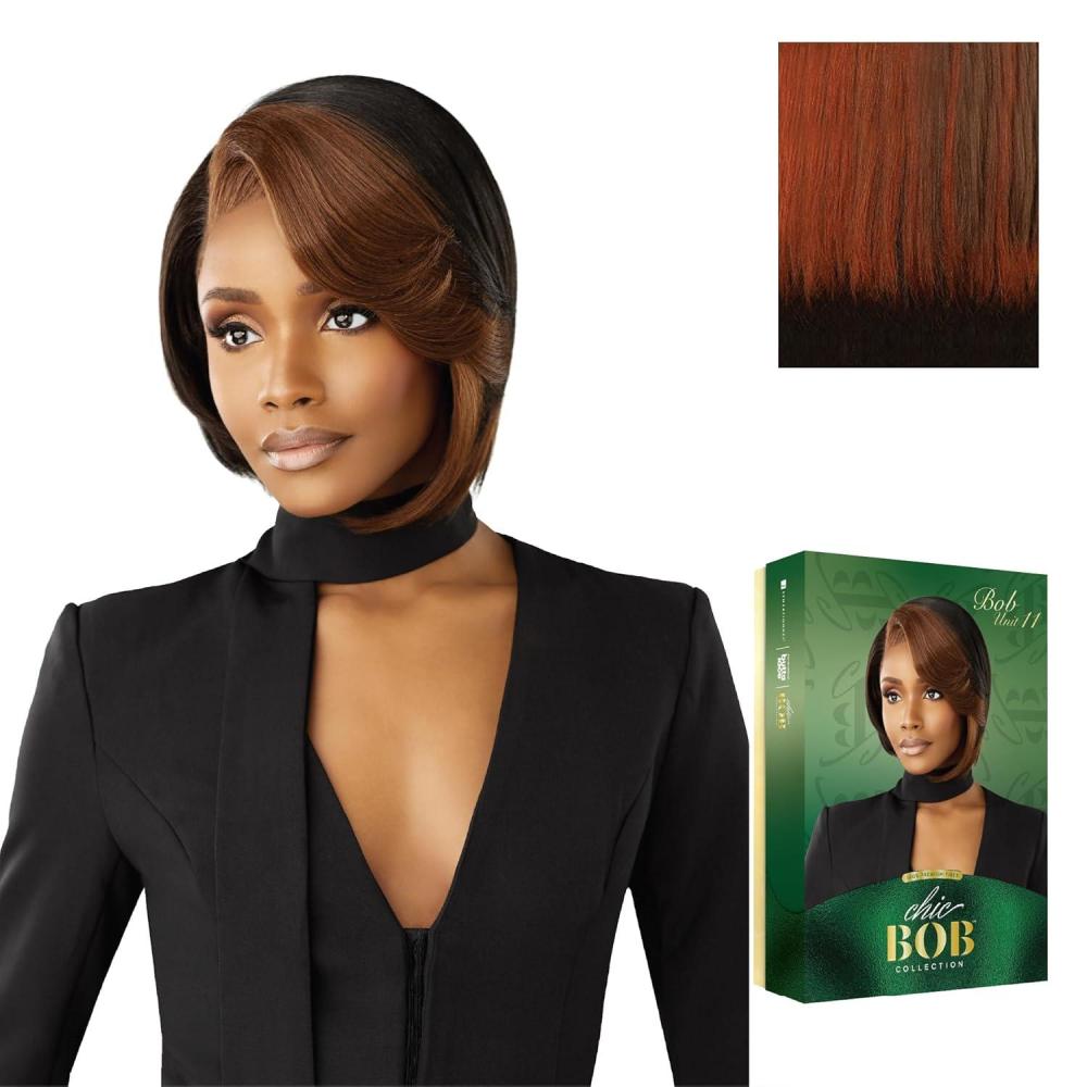 imageSensationnel Chicbob Lace Frontwig Bob Unit 11 Face Framing Glueless Wig Wide 5 Inch Deep Part Synthetic Preplucked Hairline 1 JETBLACKCOLORFLIPBROWNSUGAR