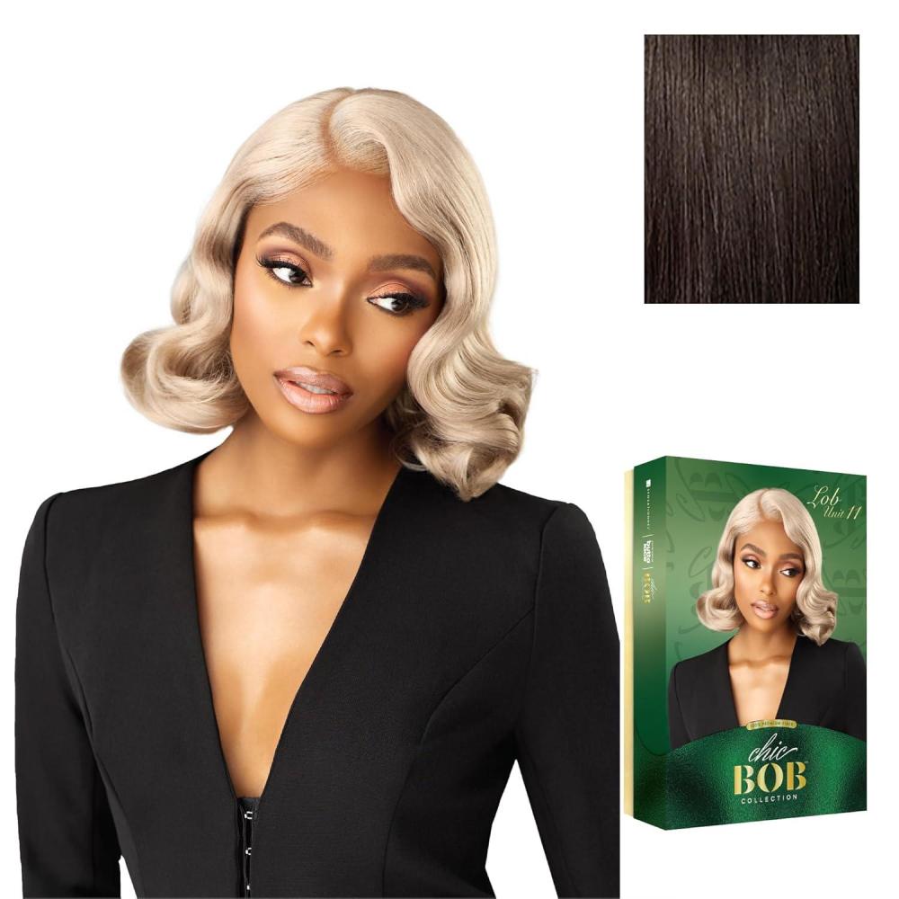 imageSensationnel Chicbob Lace Frontwig Lob Unit 11 Face Framing Glueless Wig Wide 5 Inch Deep Part Synthetic Preplucked Hairline 1 JETBLACK2 DARKBROWN