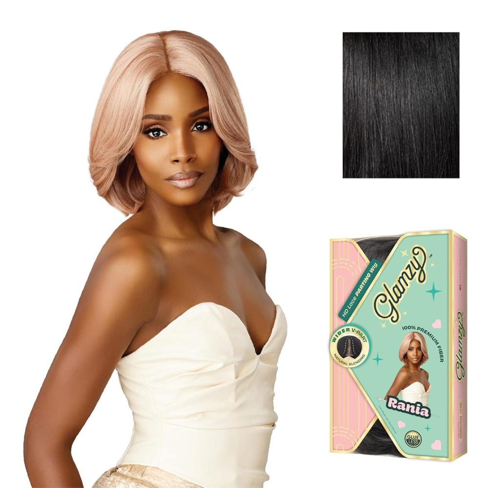 imageSensationnel Glamzy Lace Part Wig Rania Glueless Hand Tied Wider V Parting Synthetic Hair 1 JETBLACK1 JETBLACK