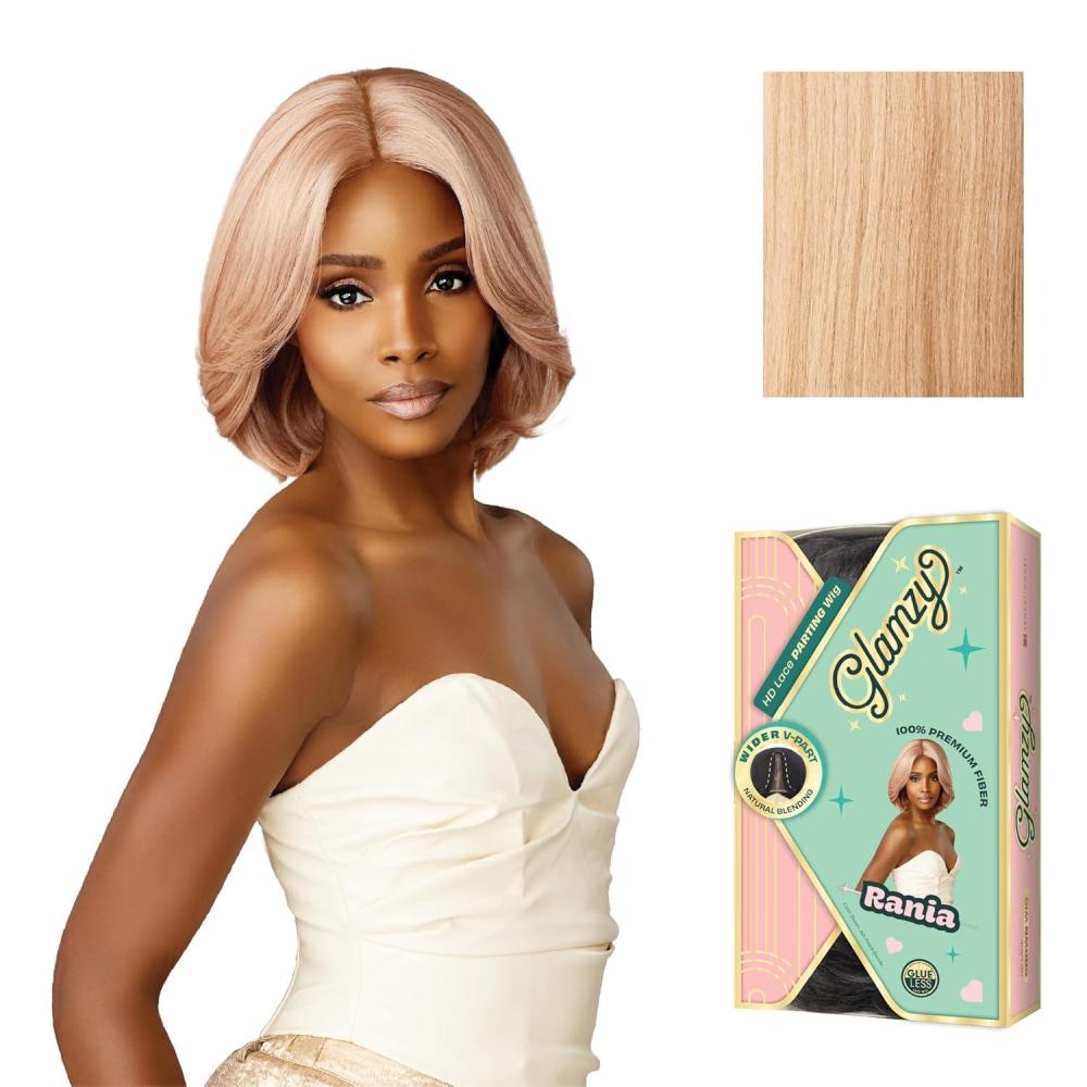 imageSensationnel Glamzy Lace Part Wig Rania Glueless Hand Tied Wider V Parting Synthetic Hair 1 JETBLACKASHPEACHBLONDE