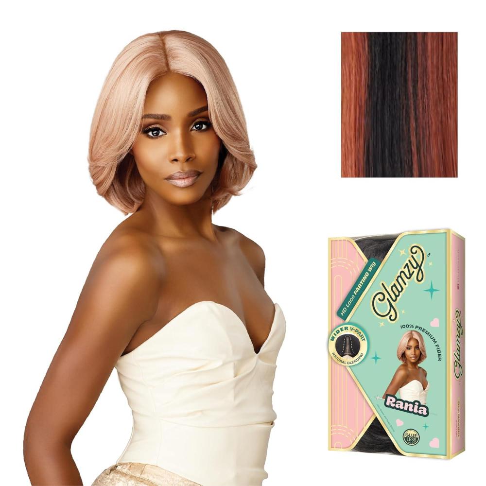 imageSensationnel Glamzy Lace Part Wig  Rania Glueless Hand Tied Wider V Parting Synthetic Hair 1 JETBLACKHBCOPPER1
