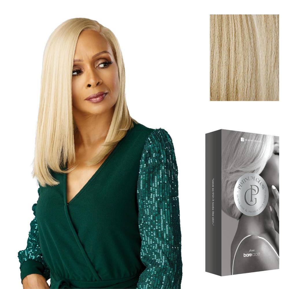imageSensationnel Platinum Glow 13X6 Wig Emmeline Lacefrontal Glueless human hair blend Preplucked Hairline 1 JETBLACKLUXEBLONDE