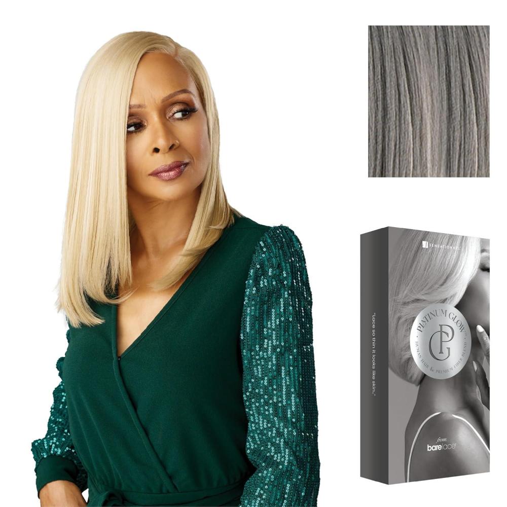 imageSensationnel Platinum Glow 13X6 Wig  Emmeline Lacefrontal Glueless human hair blend Preplucked Hairline 1 JETBLACKSILVERSTORM