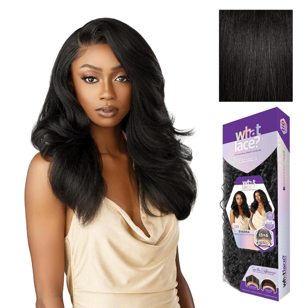 imageSensationnel What Lace 13X6 Wig  Evadra Lacefrontal Hand Tied Glueless Synthetic with Natural Density Preplucked Hairline 1 JETBLACK1B OFFBLACK