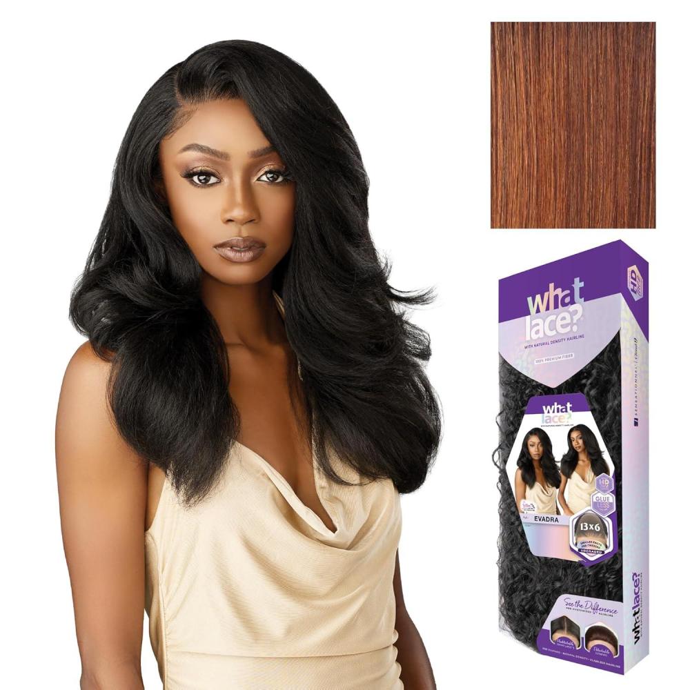 imageSensationnel What Lace 13X6 Wig  Evadra Lacefrontal Hand Tied Glueless Synthetic with Natural Density Preplucked Hairline 1 JETBLACKFLAMBOYAGEAUBURN