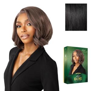 Sensationnel Chicbob Lace Frontwig – Bob Unit 10 Face Framing Glueless Wig Wide 5 Inch Deep Part Synthetic Preplucked Hairline (1 JETBLACK)(1 JETBLACK)