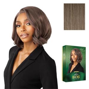 Sensationnel Chicbob Lace Frontwig – Bob Unit 10 Face Framing Glueless Wig Wide 5 Inch Deep Part Synthetic Preplucked Hairline (1 JETBLACK)(MUSHROOMASHBLONDE)