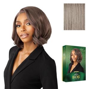 Sensationnel Chicbob Lace Frontwig – Bob Unit 10 Face Framing Glueless Wig Wide 5 Inch Deep Part Synthetic Preplucked Hairline (1 JETBLACK)(OXIDIZEDSILVER)
