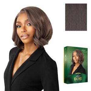 Sensationnel Chicbob Lace Frontwig – Bob Unit 10 Face Framing Glueless Wig Wide 5 Inch Deep Part Synthetic Preplucked Hairline (1 JETBLACK)(SMOKYRICHBROWN)