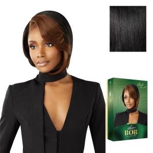 Sensationnel Chicbob Lace Frontwig – Bob Unit 11 Face Framing Glueless Wig Wide 5 Inch Deep Part Synthetic Preplucked Hairline (1 JETBLACK)(1 JETBLACK)