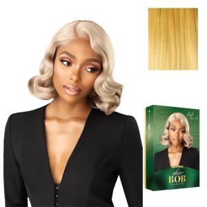 Sensationnel Chicbob Lace Frontwig – Lob Unit 11 Face Framing Glueless Wig Wide 5 Inch Deep Part Synthetic Preplucked Hairline (1 JETBLACK)(HONEYBLONDE)