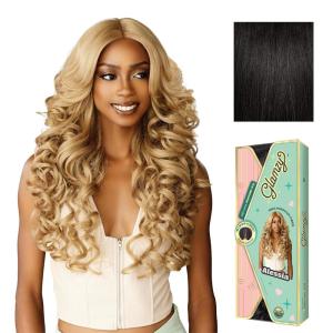 Sensationnel Glamzy Lace Part Wig – Alessia Glueless Hand Tied Wider V Parting Synthetic Hair (1 JETBLACK)(1B OFFBLACK)