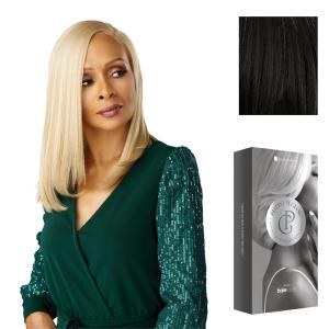Sensationnel Platinum Glow 13X6 Wig – Emmeline Lacefrontal Glueless human hair blend Preplucked Hairline (1 JETBLACK)(SILVERWHISPER)