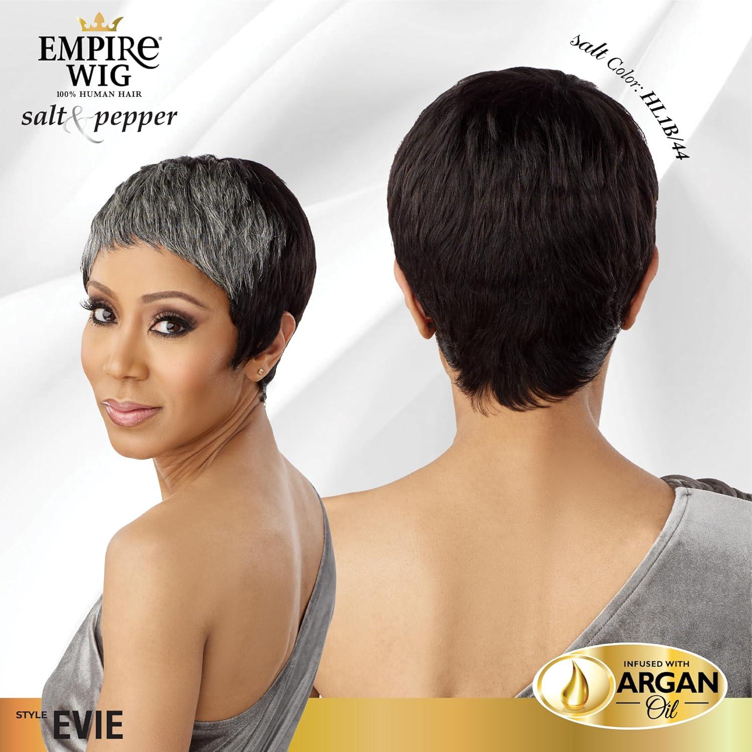 imageSensationnel Empire Human Hair Wig Salt And Pepper Evie Contouring Mesh Cap Heat Safe 1B OFFBLACK2 DARKBROWN