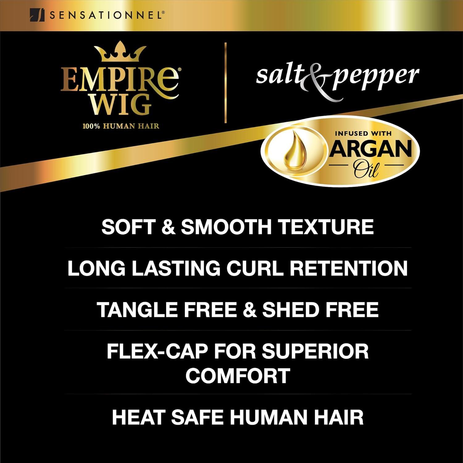 imageSensationnel Empire Human Hair Wig Salt And Pepper Evie Contouring Mesh Cap Heat Safe 1B OFFBLACKHL28044