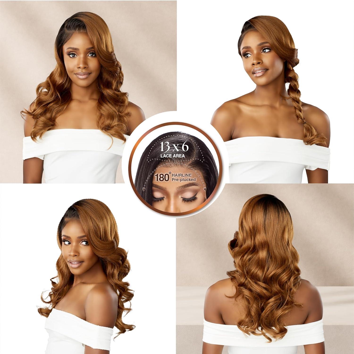 imageSensationnel Bare Lace 13X6 Wigs Unit 21 Lacefrontal Glueless Synthetic 180 Degree Preplucked Hairline 1 JETBLACKBALAYAGECHOCOLATE