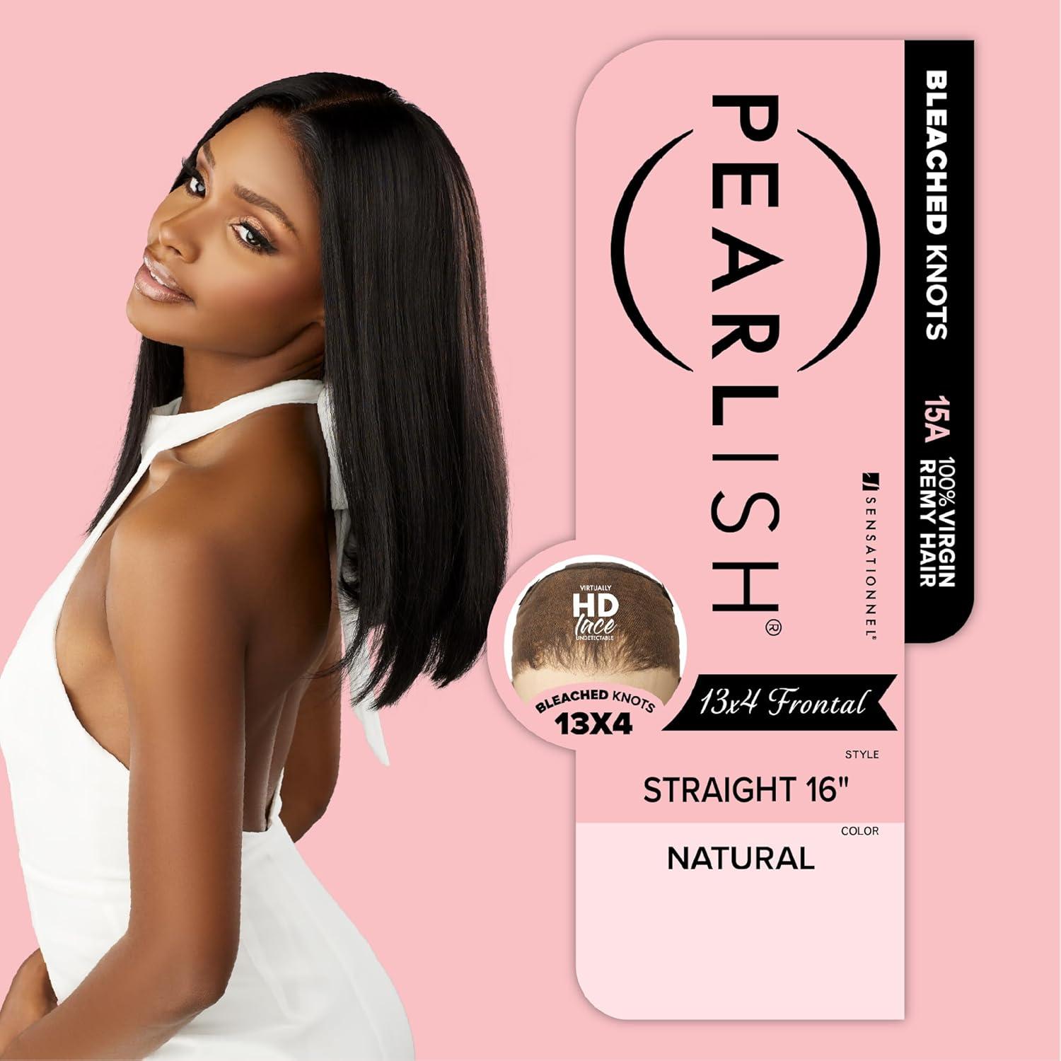 imageSensationnel Pearlish 13x4 Lace Frontal Wig Straight 16 inch Soft Virgin Remy 15A Human Hair Glueless Bleached Knots and Preplucked 613 BLONDE613 BLONDE