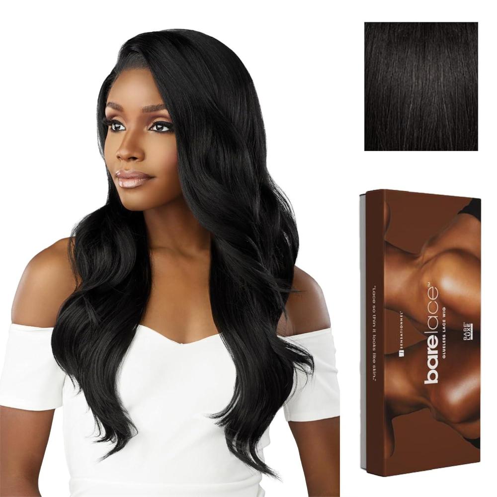 imageSensationnel Bare Lace 13X6 Wigs  Unit 20 Lacefrontal Glueless Synthetic 180 Degree Preplucked Hairline 1 JETBLACK1B OFFBLACK