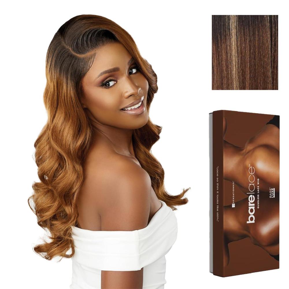 imageSensationnel Bare Lace 13X6 Wigs Unit 21 Lacefrontal Glueless Synthetic 180 Degree Preplucked Hairline 1 JETBLACKBALAYAGECARAMEL