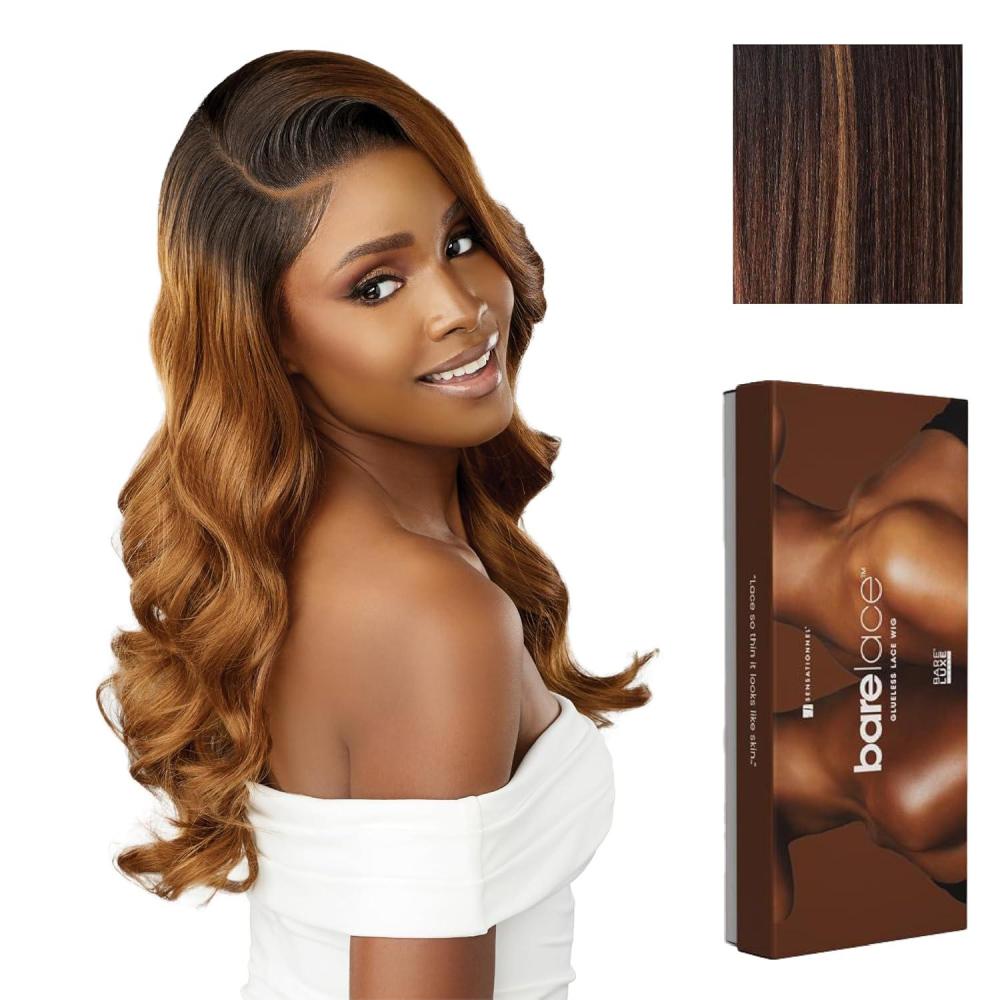 imageSensationnel Bare Lace 13X6 Wigs Unit 21 Lacefrontal Glueless Synthetic 180 Degree Preplucked Hairline 1 JETBLACKBALAYAGECHOCOLATE