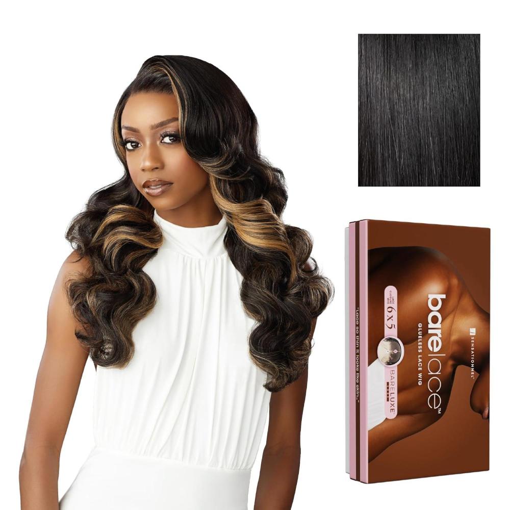 imageSensationnel Bare Lace 6X5 Lacewig Unit 6 Lacefrontal Glueless Synthetic 180 Degree Preplucked Hairline 1 JETBLACK1 JETBLACK