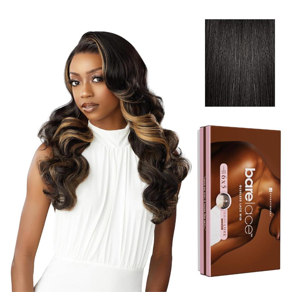 imageSensationnel Bare Lace 6X5 Lacewig Unit 6 Lacefrontal Glueless Synthetic 180 Degree Preplucked Hairline 1 JETBLACK1B OFFBLACK