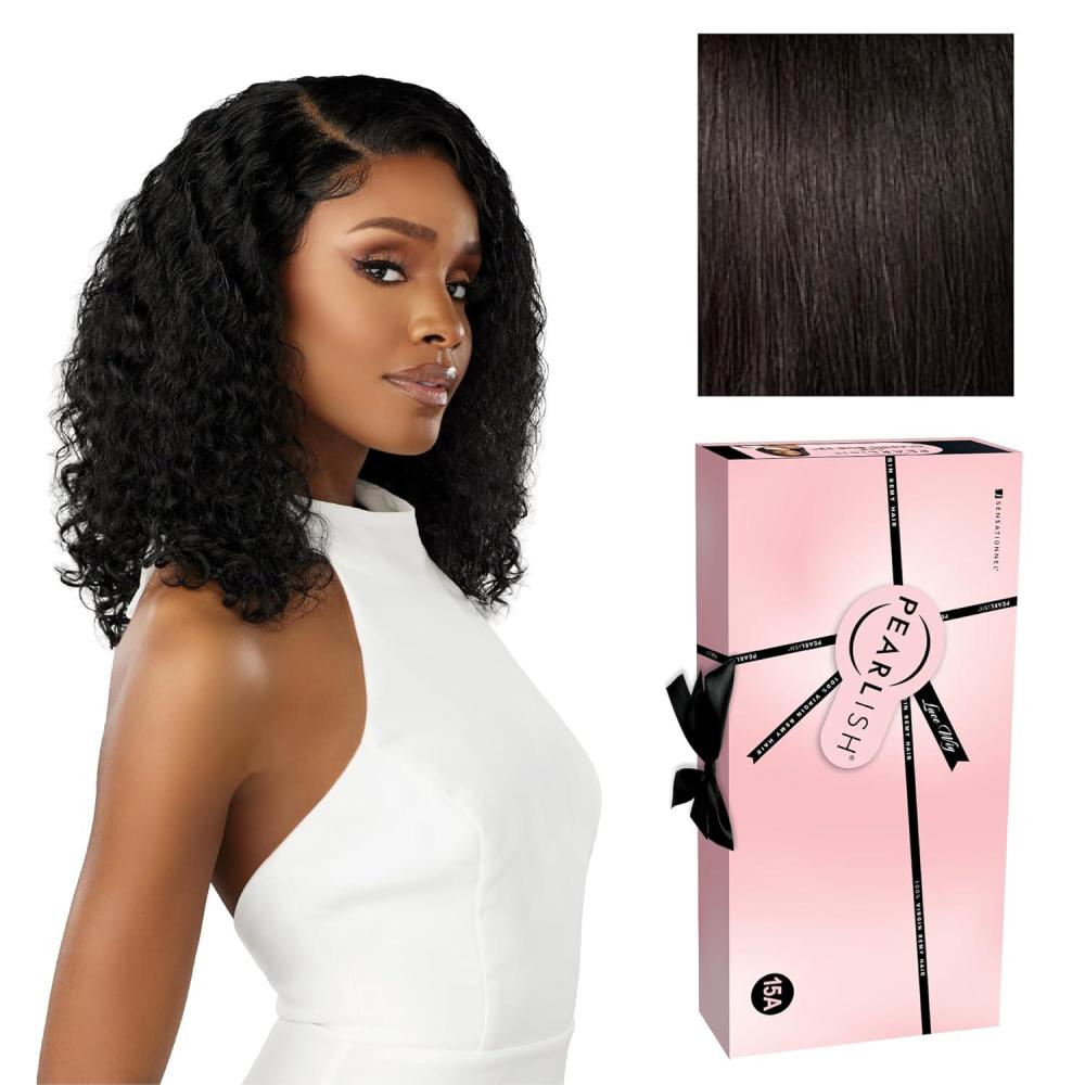 imageSensationnel Pearlish 13x4 Lace Frontal Wig Italian Curl 16 inch Soft Virgin Remy 15A Human Hair Glueless Bleached Knots and Preplucked NATURALNATURAL