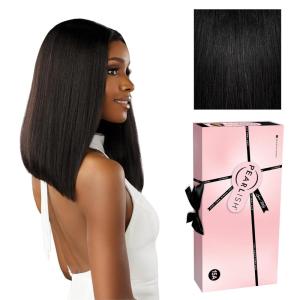Sensationnel Pearlish 13×4 Lace Frontal Wig – Straight 16 inch Soft Virgin Remy 15A Human Hair Glueless Bleached Knots and Preplucked (613 BLONDE)(NATURAL/BLACK)