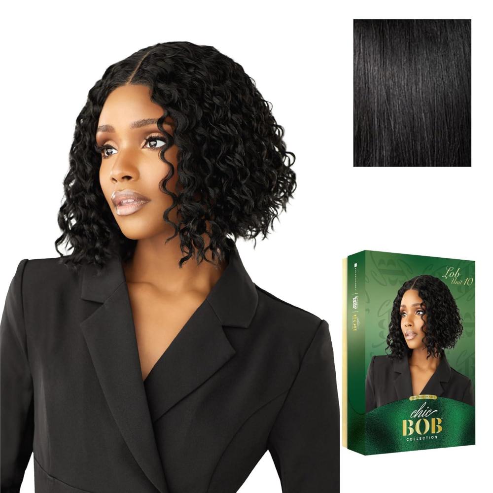 imageSensationnel Chicbob Lace Frontwig Lob Unit 10 Face Framing Glueless Wig Wide 5 Inch Deep Part Synthetic Preplucked Hairline 1 JETBLACK1 JETBLACK