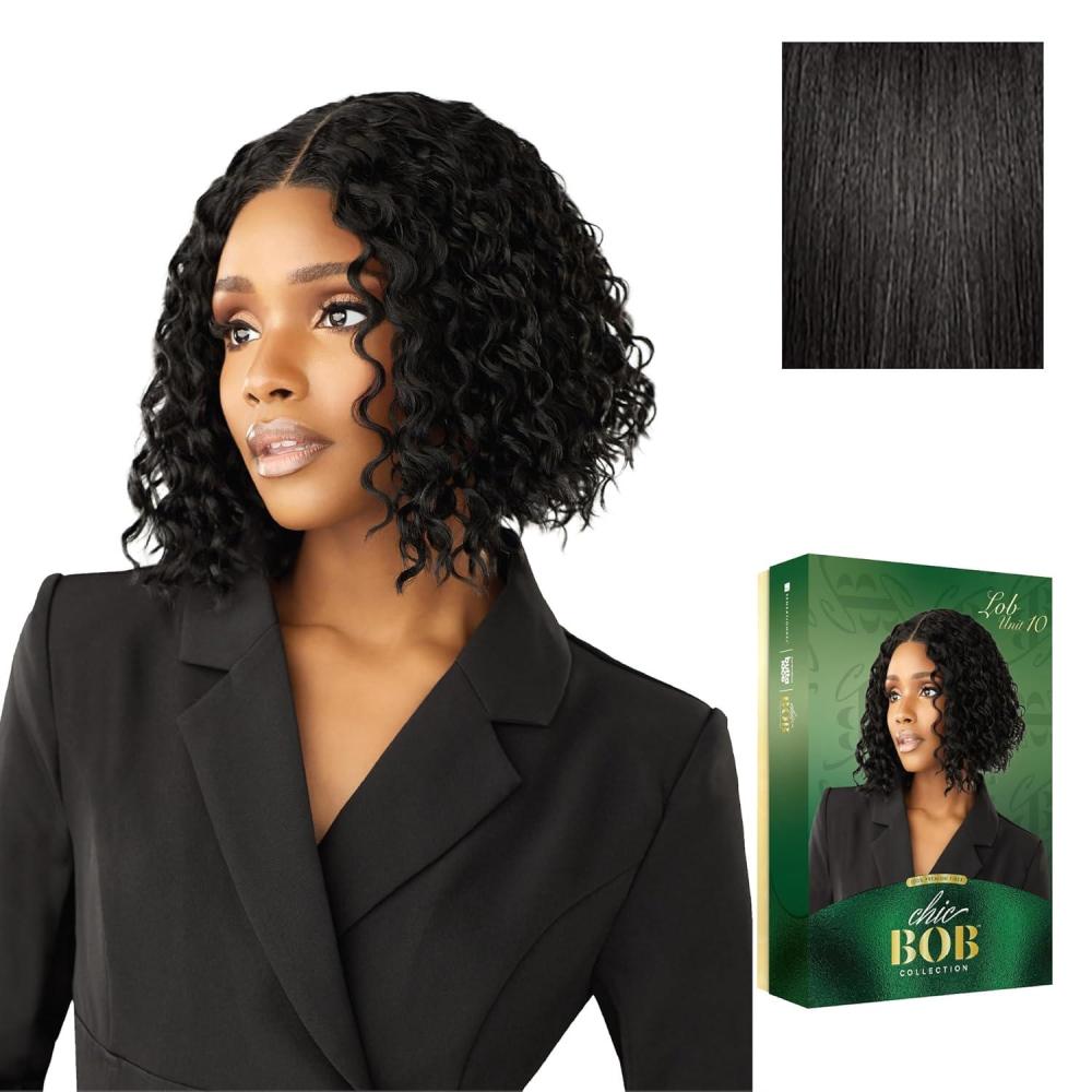 imageSensationnel Chicbob Lace Frontwig Lob Unit 10 Face Framing Glueless Wig Wide 5 Inch Deep Part Synthetic Preplucked Hairline 1 JETBLACK1B OFFBLACK