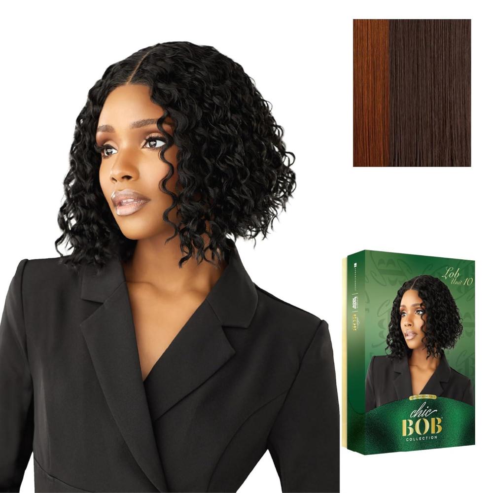 imageSensationnel Chicbob Lace Frontwig Lob Unit 10 Face Framing Glueless Wig Wide 5 Inch Deep Part Synthetic Preplucked Hairline 1 JETBLACKHALOBLOCKCINNAMON