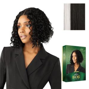 Sensationnel Chicbob Lace Frontwig – Lob Unit 10 Face Framing Glueless Wig Wide 5 Inch Deep Part Synthetic Preplucked Hairline (1 JETBLACK)(HALOBLOCKPLATINUM)